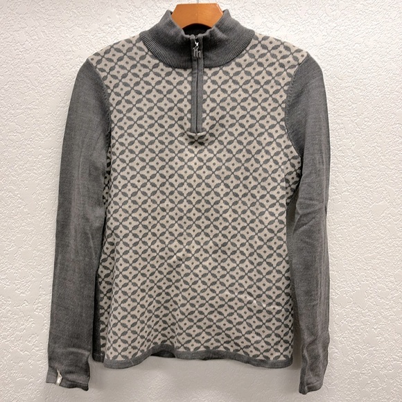 Meister 1/4 Zip Merino Wool Blend Sweater Size Medium Gray Ski Winter Warm - Picture 1 of 6